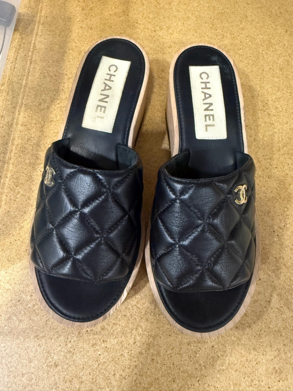 Authentic Chanel Quilted Wooden Heel Size 39 - Picture 2 of 7